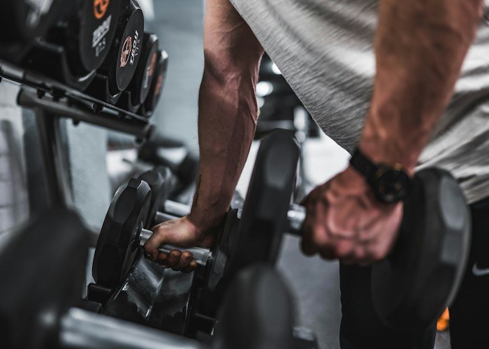 Client performing a strength training workout